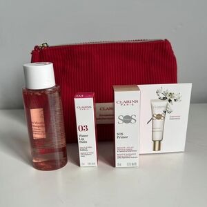 Clarins Red Pouch Skincare and Makeup Collection